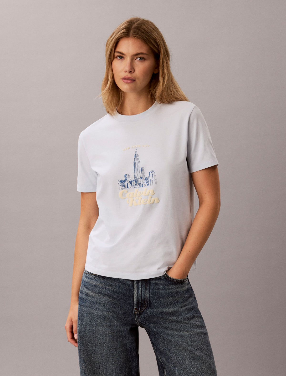 Calvin Klein Slim Cityscape Embossed Logo Tee