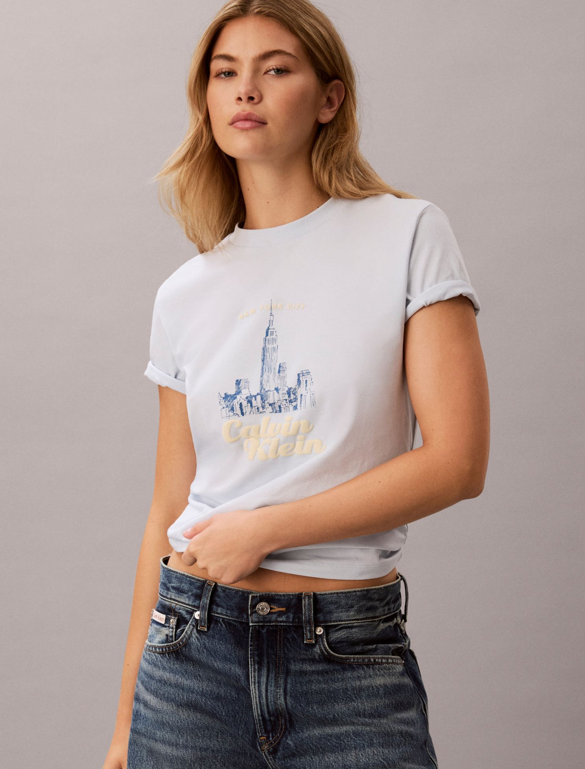Calvin Klein Slim Cityscape Embossed Logo Tee
