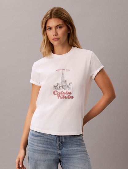 Calvin Klein Slim Cityscape Embossed Logo Tee