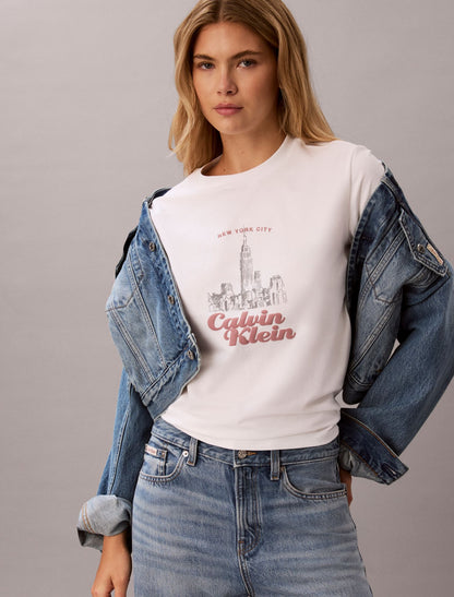 Calvin Klein Slim Cityscape Embossed Logo Tee