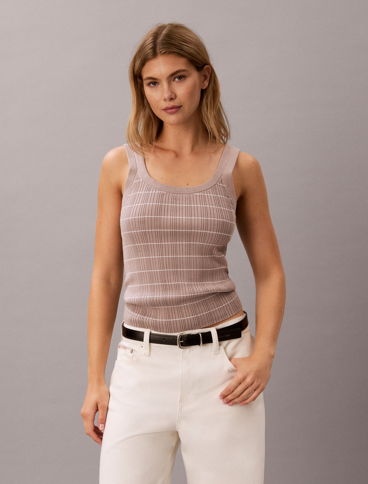 Calvin Klein Tech Knit Striped Tank Top
