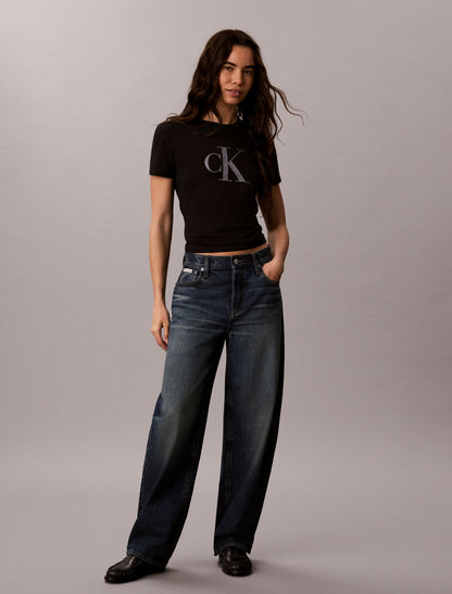 Calvin Klein Slim Glitter Monogram Logo Tee