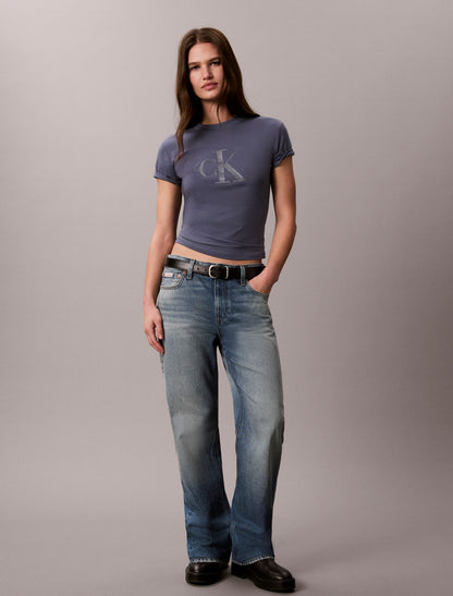 Calvin Klein Slim Glitter Monogram Logo Tee