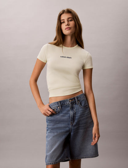 Calvin Klein Contour Rib Logo Cropped Tee