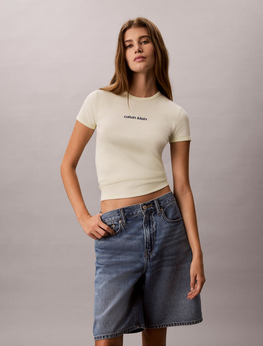 Calvin Klein Contour Rib Logo Cropped Tee