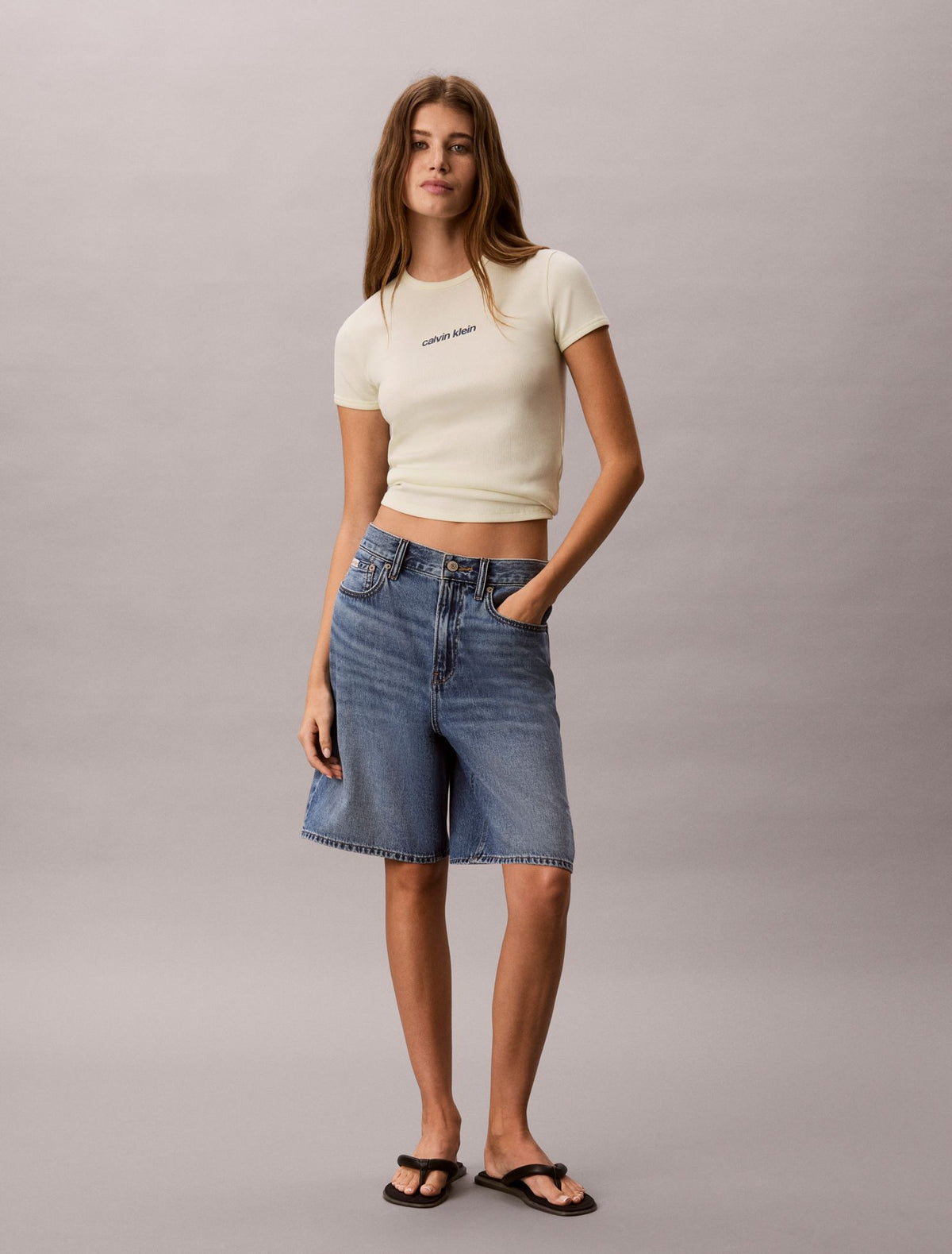 Calvin Klein Contour Rib Logo Cropped Tee