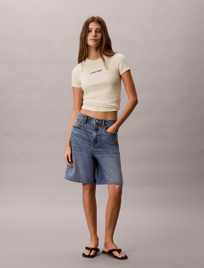 Calvin Klein Contour Rib Logo Cropped Tee