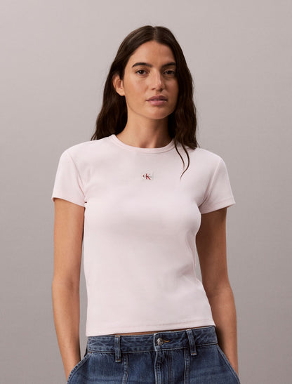 Calvin Klein Woven Monologo Rib Tee