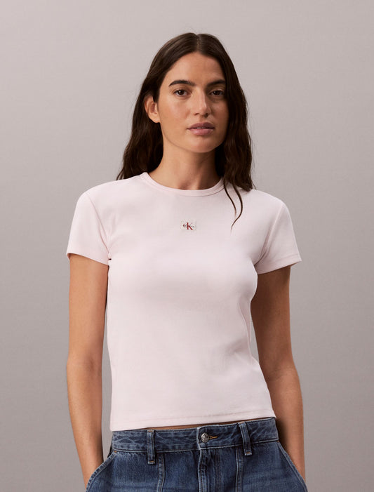 Calvin Klein Woven Monologo Rib Tee