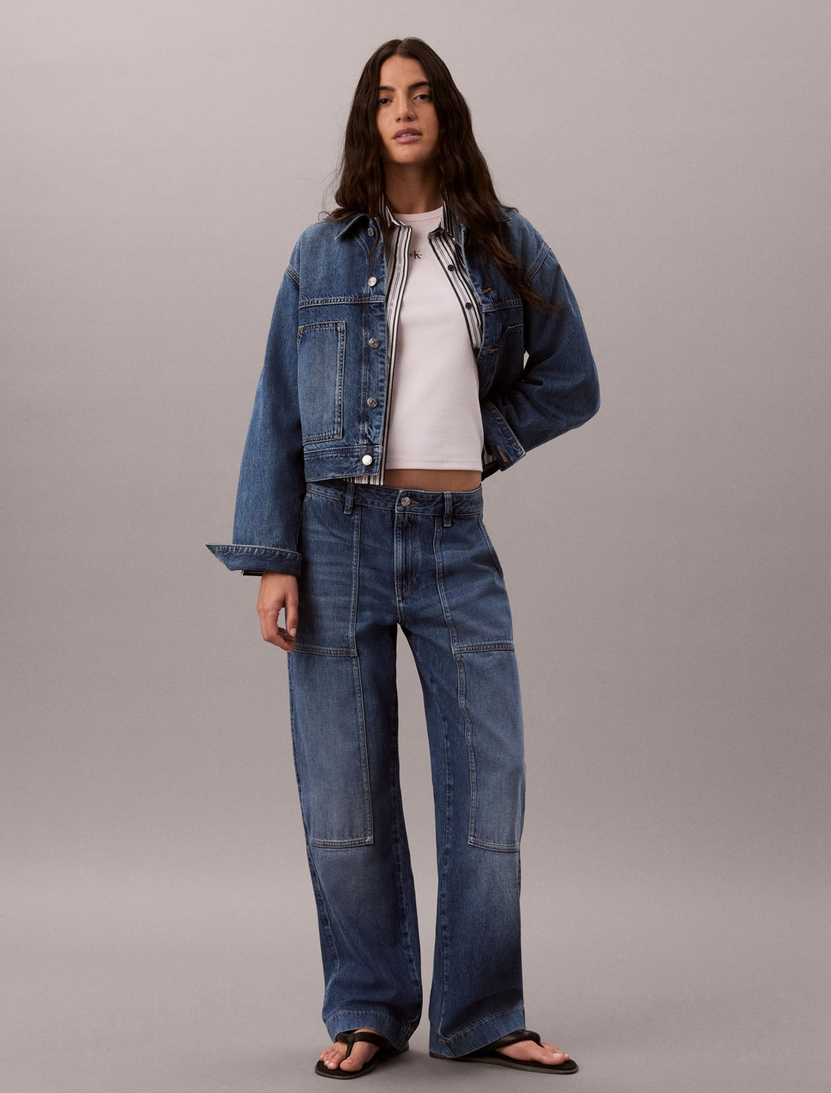 Calvin Klein Woven Monologo Rib Tee