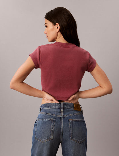 Calvin Klein Monologo Rib Acid Wash Baby Tee