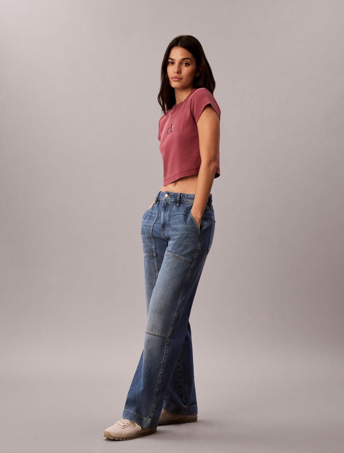 Calvin Klein Monologo Rib Acid Wash Baby Tee