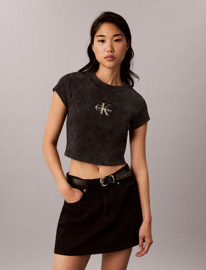 Calvin Klein Monologo Rib Acid Wash Baby Tee