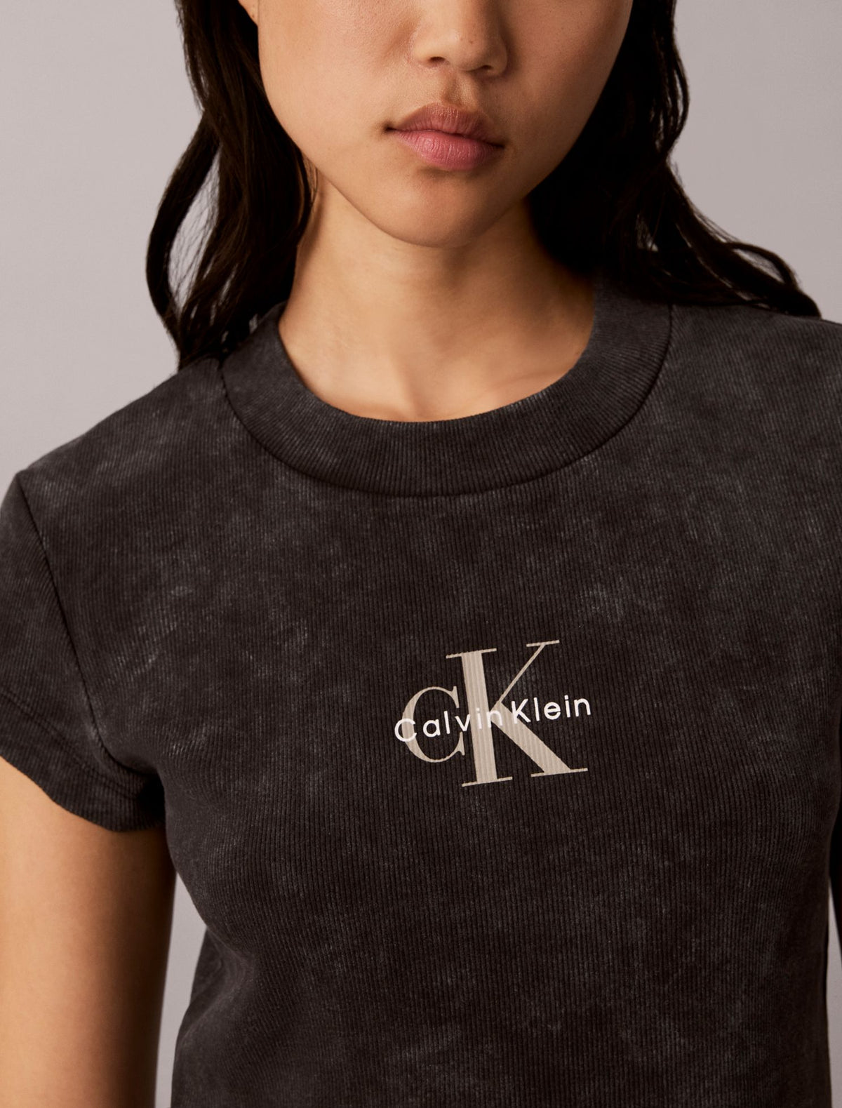 Calvin Klein Monologo Rib Acid Wash Baby Tee
