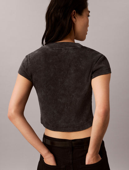 Calvin Klein Monologo Rib Acid Wash Baby Tee