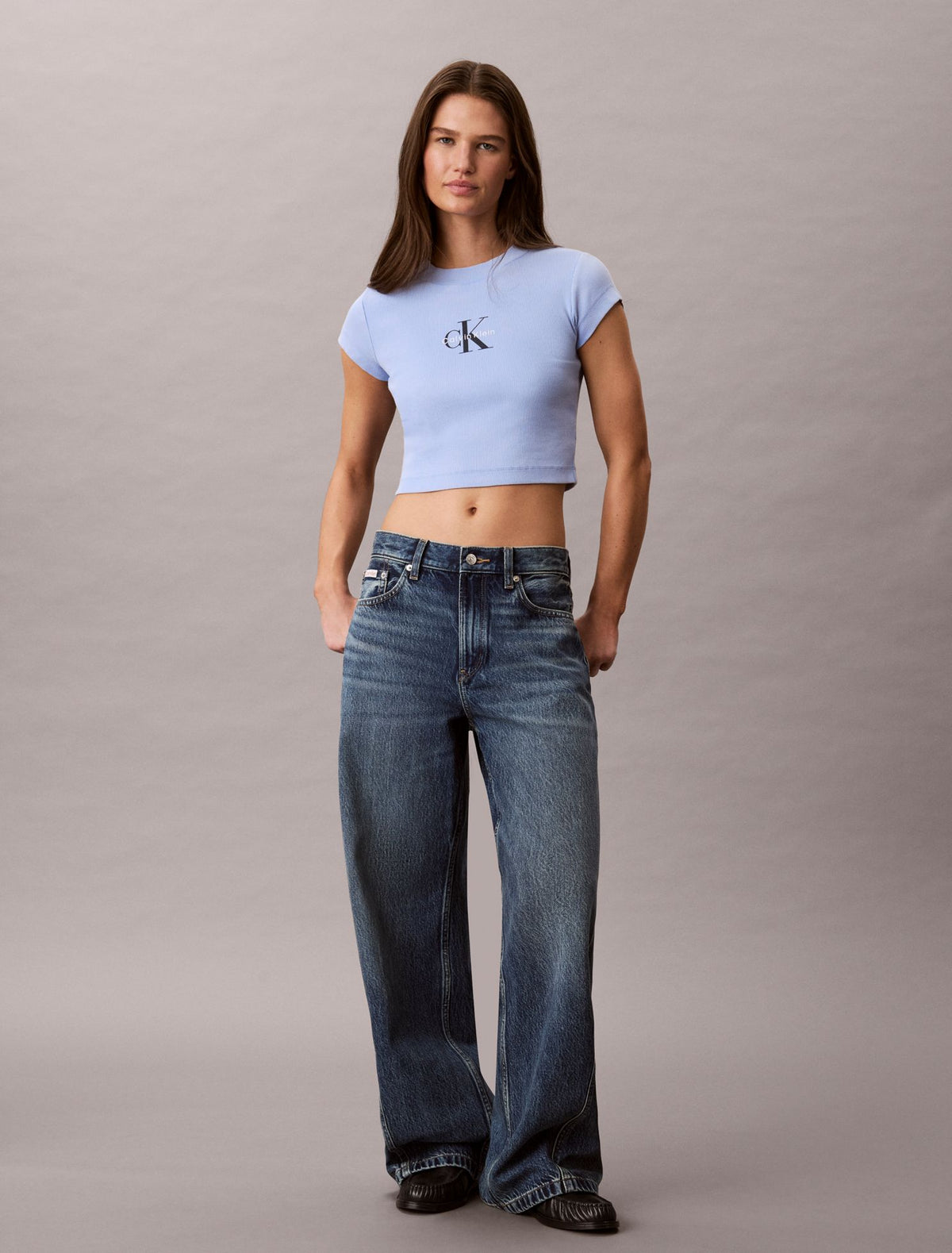 Calvin Klein Monologo Rib Acid Wash Baby Tee