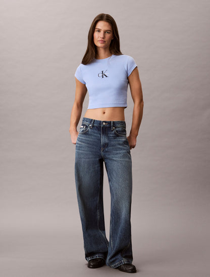 Calvin Klein Monologo Rib Acid Wash Baby Tee