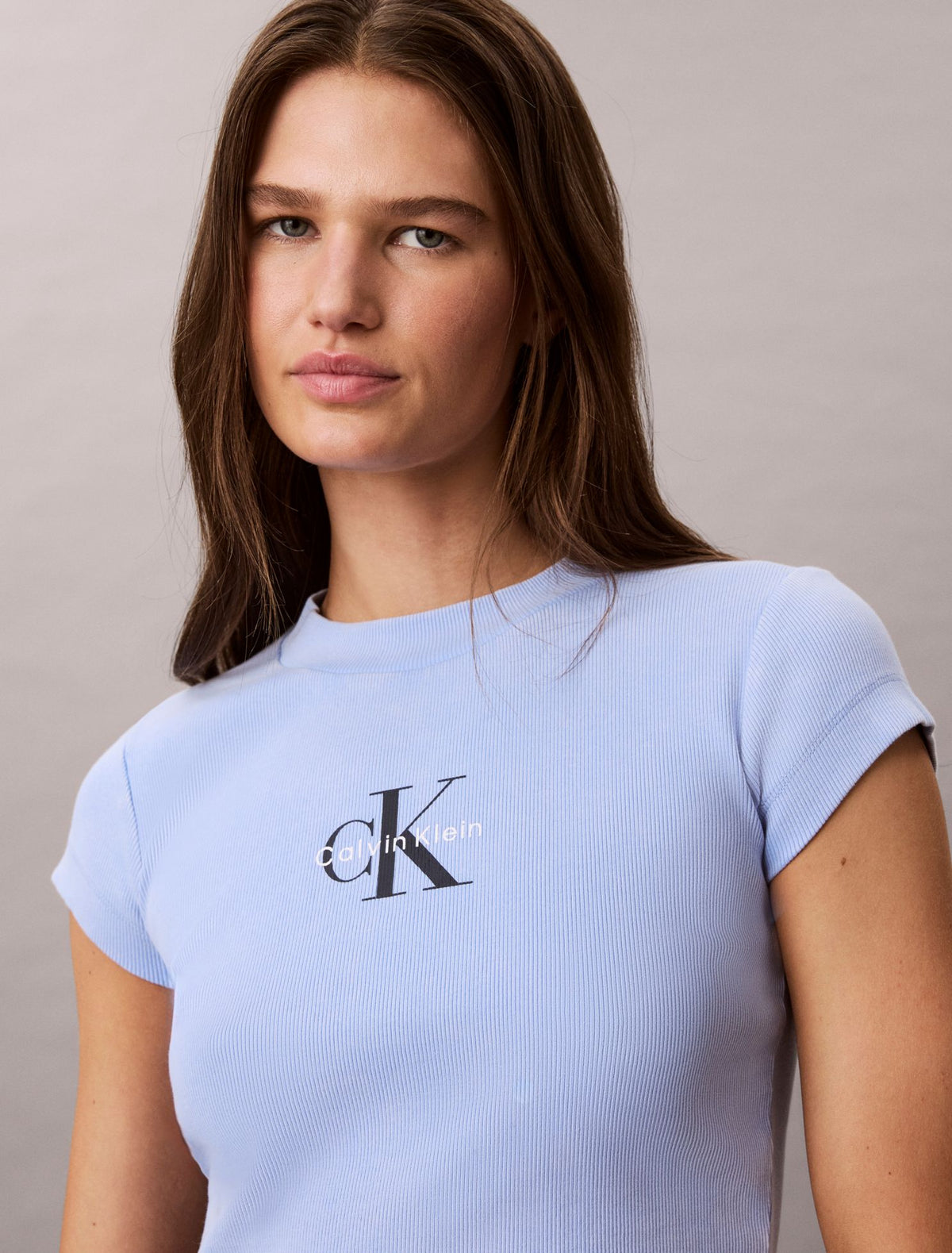 Calvin Klein Monologo Rib Acid Wash Baby Tee