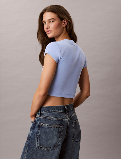 Calvin Klein Monologo Rib Acid Wash Baby Tee