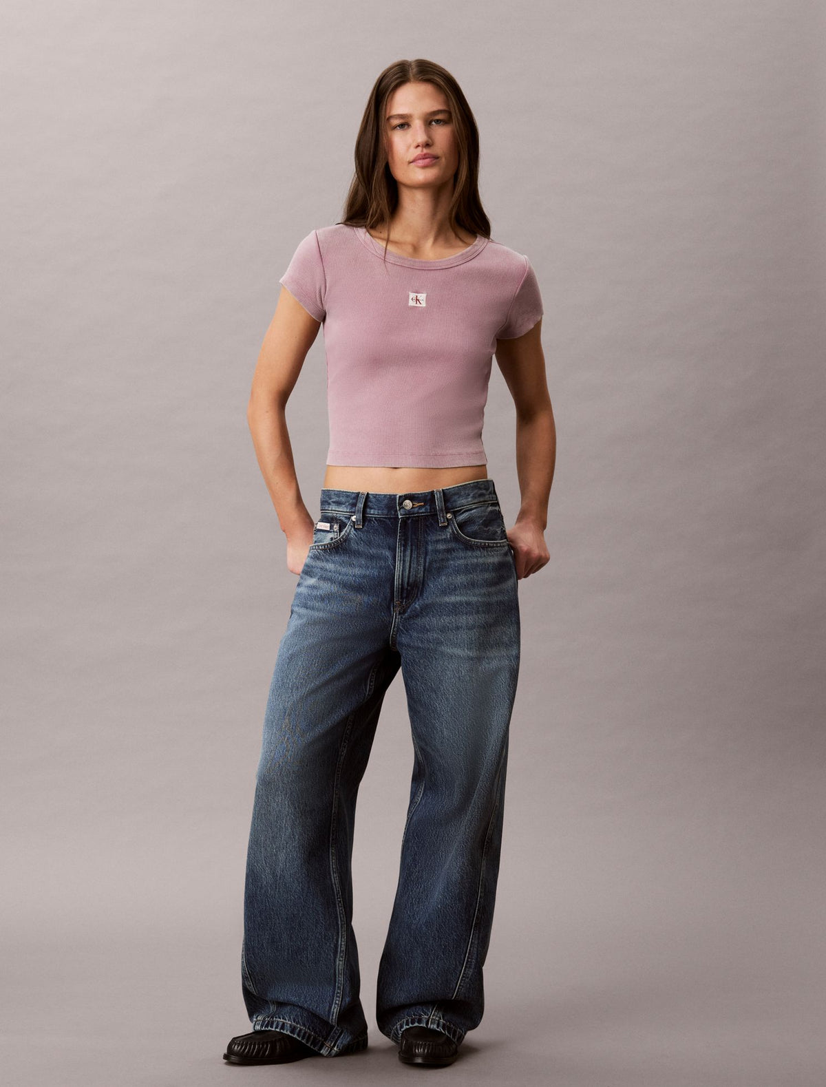 Calvin Klein Woven Monologo Rib Crewneck Tee