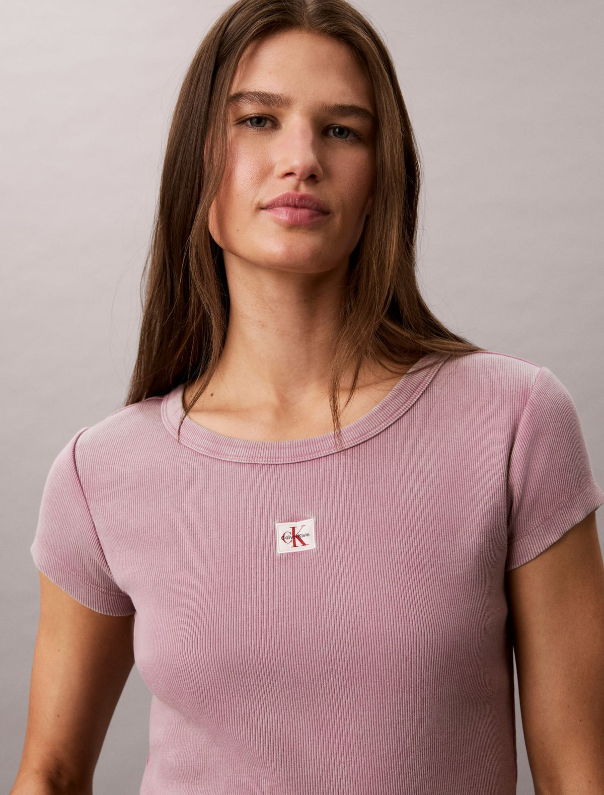 Calvin Klein Woven Monologo Rib Crewneck Tee