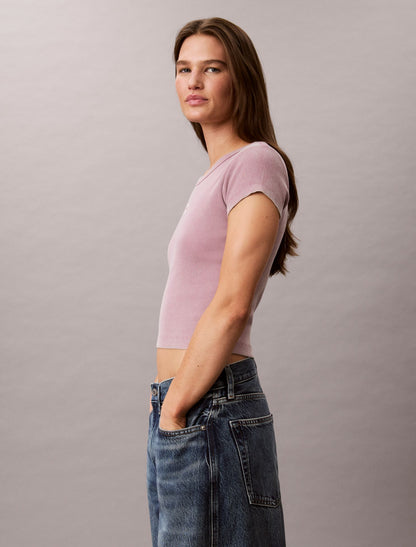 Calvin Klein Woven Monologo Rib Crewneck Tee