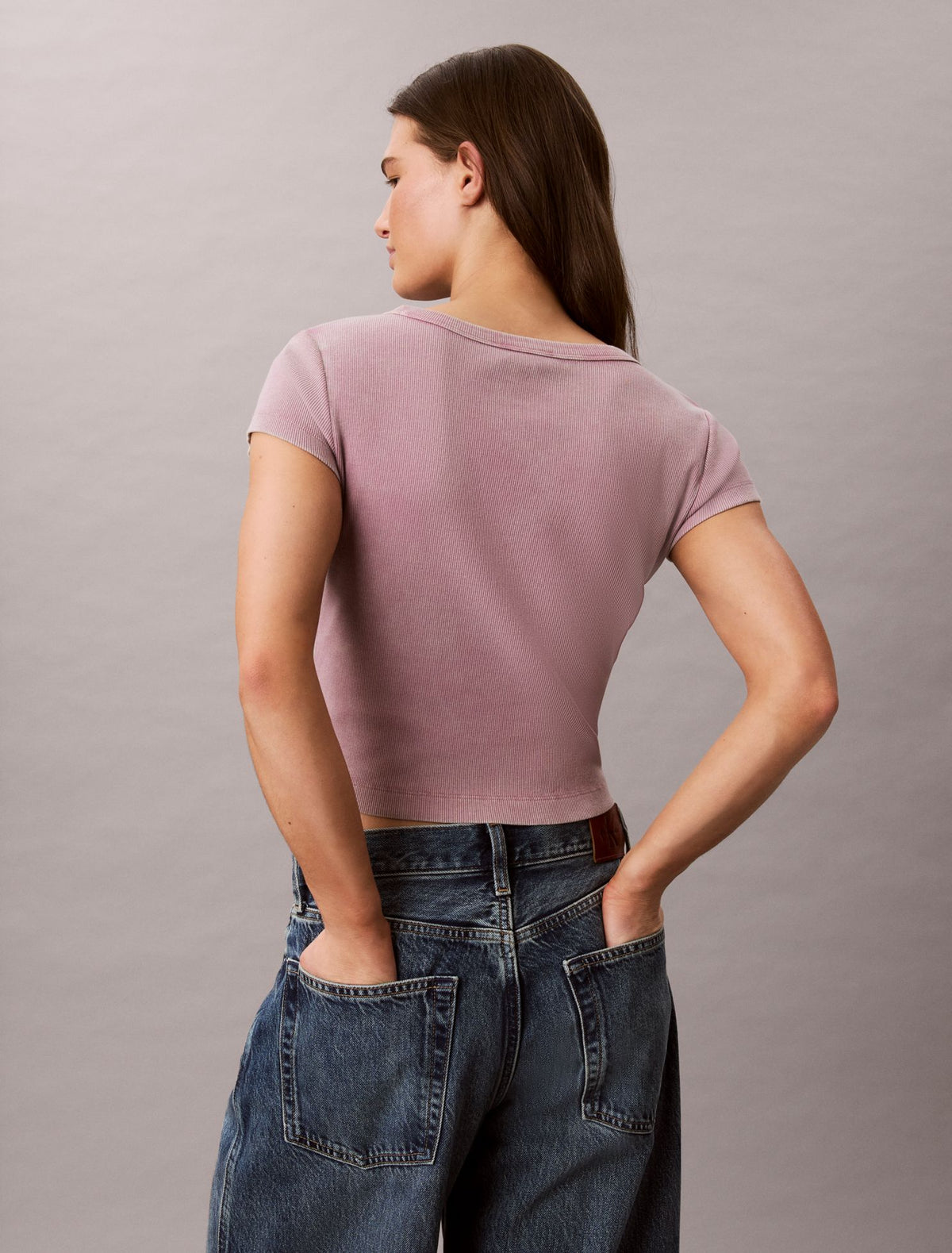 Calvin Klein Woven Monologo Rib Crewneck Tee