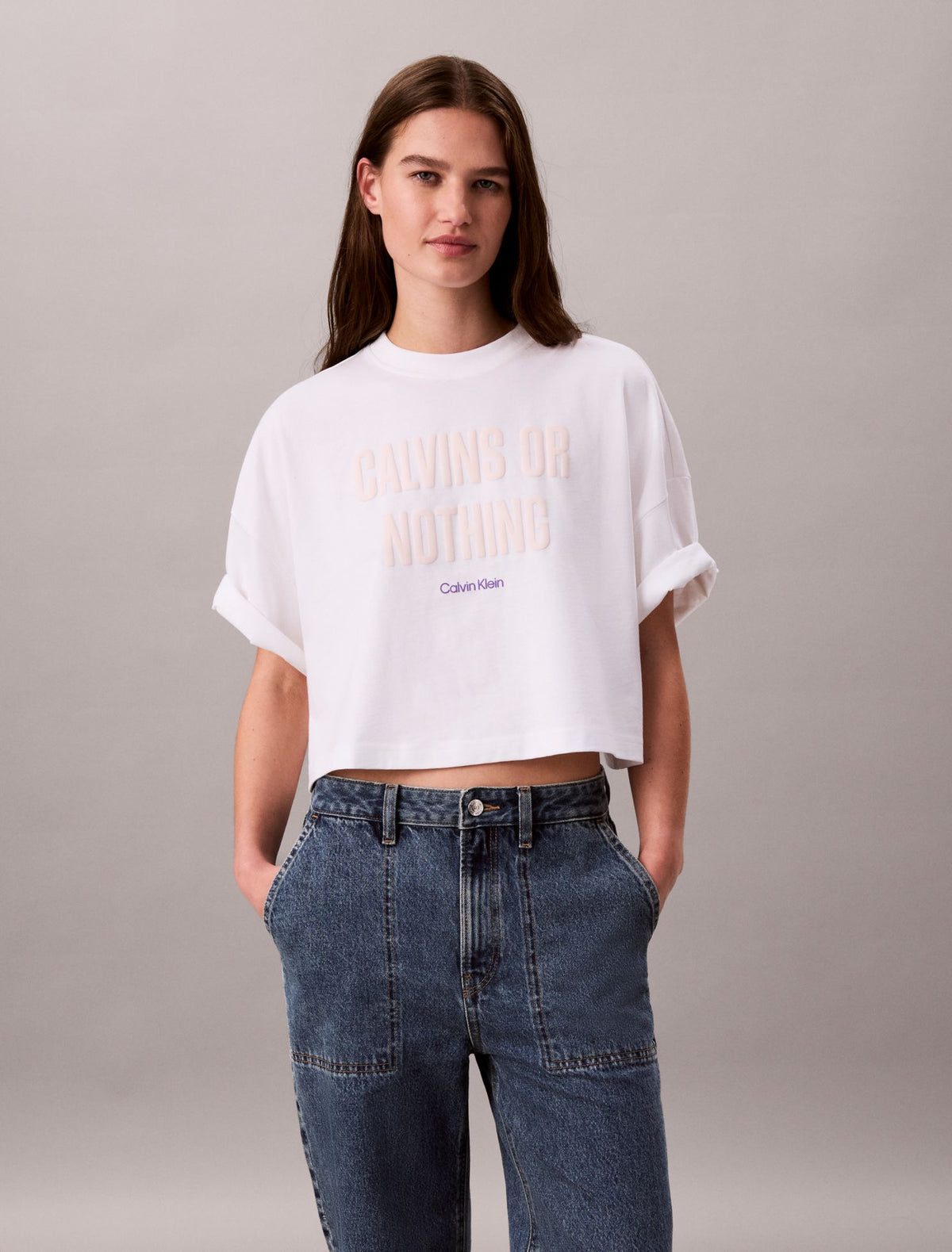 Calvin Klein Boxy Cropped Bold Logo Tee