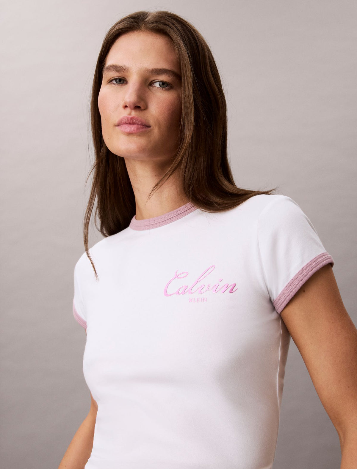 Calvin Klein Slim Varsity Logo Ringer Tee