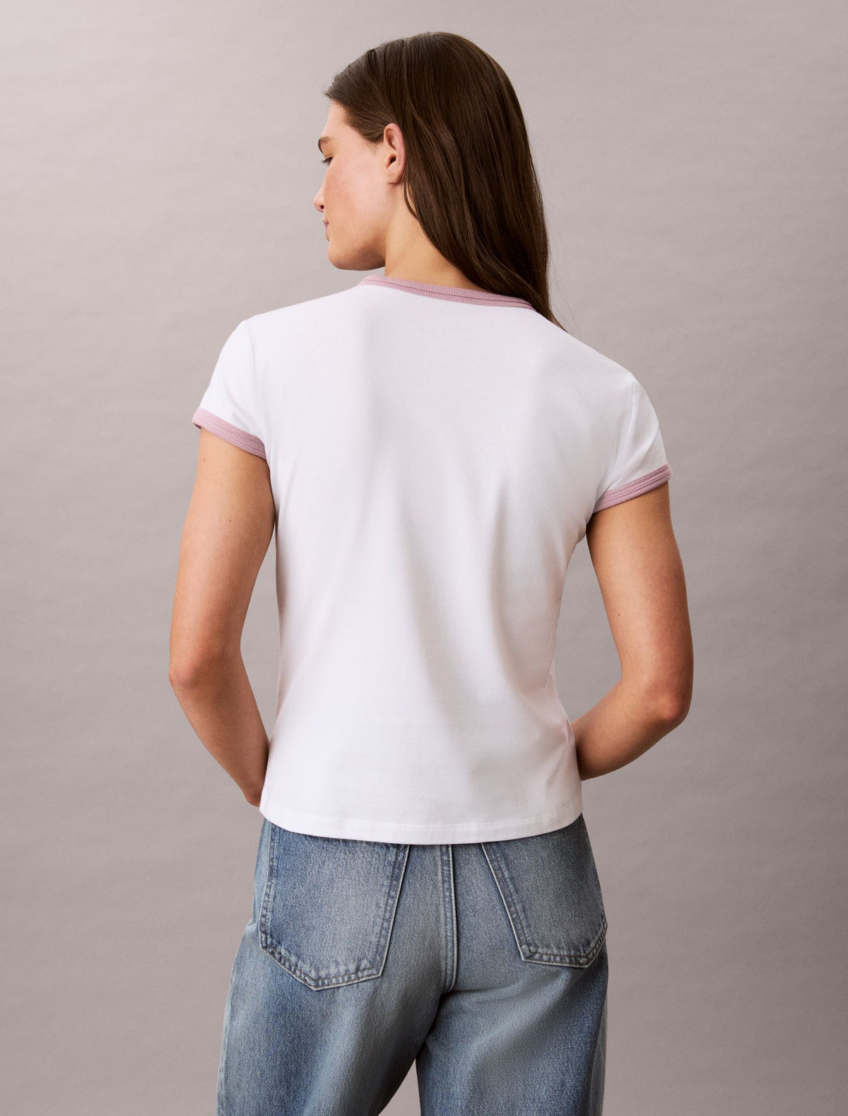 Calvin Klein Slim Varsity Logo Ringer Tee