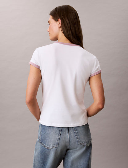 Calvin Klein Slim Varsity Logo Ringer Tee