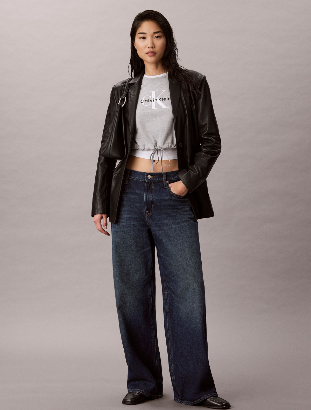 Calvin Klein Monologo Cropped Drawstring Tee
