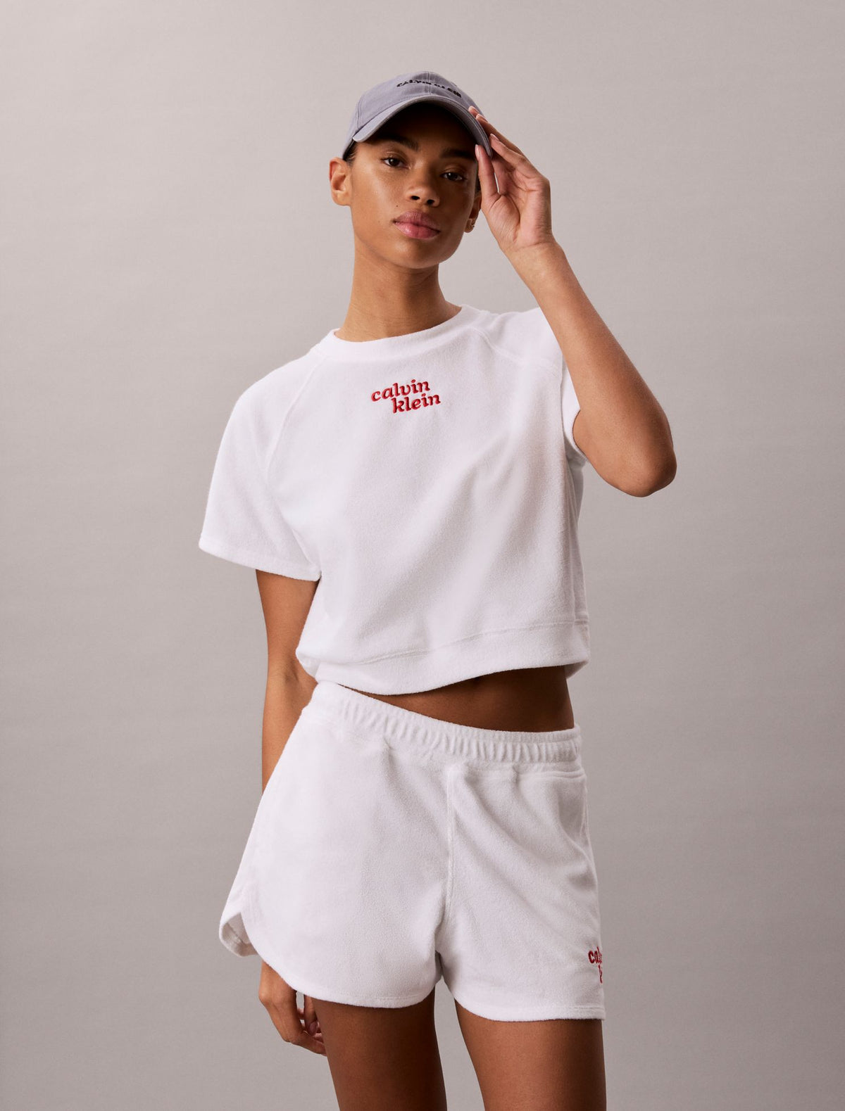 Calvin Klein Towel Terry 1989 Logo Cropped Sweatshirt