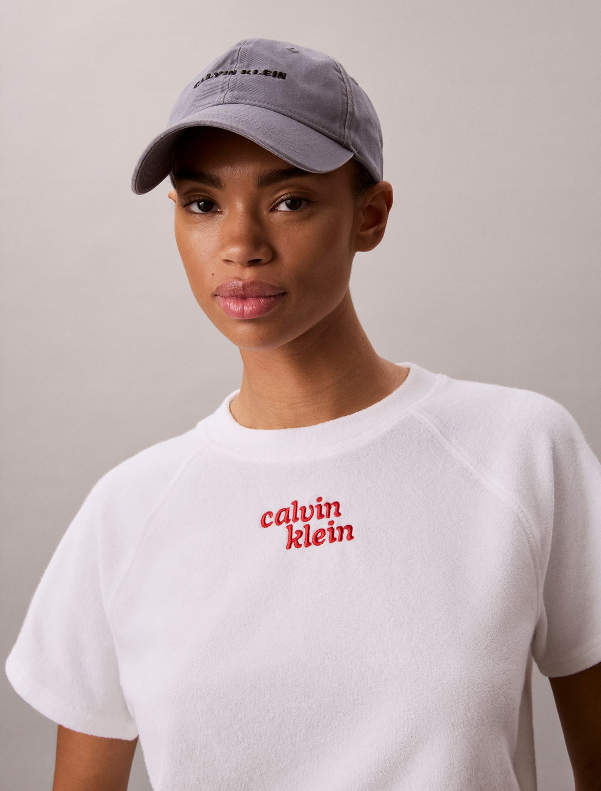 Calvin Klein Towel Terry 1989 Logo Cropped Sweatshirt
