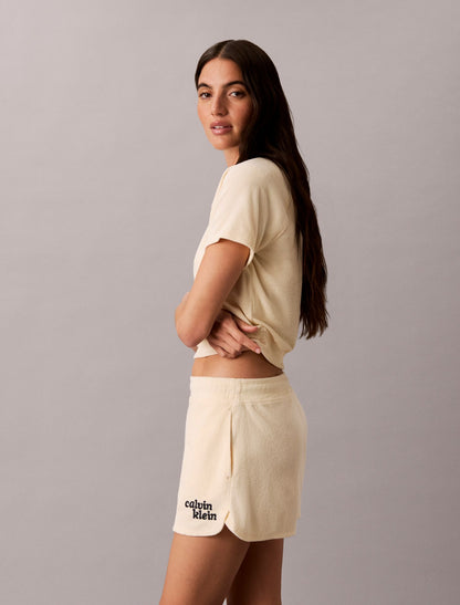 Calvin Klein Towel Terry 1989 Logo Cropped Sweatshirt