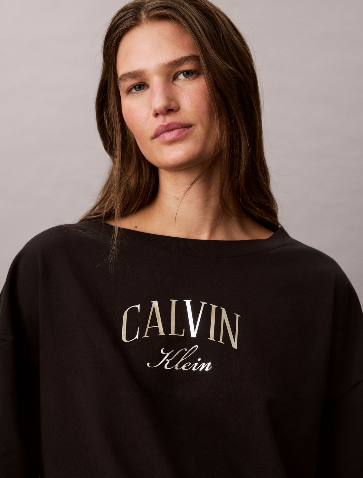 Calvin Klein Boxy Varsity Logo Cropped Tee