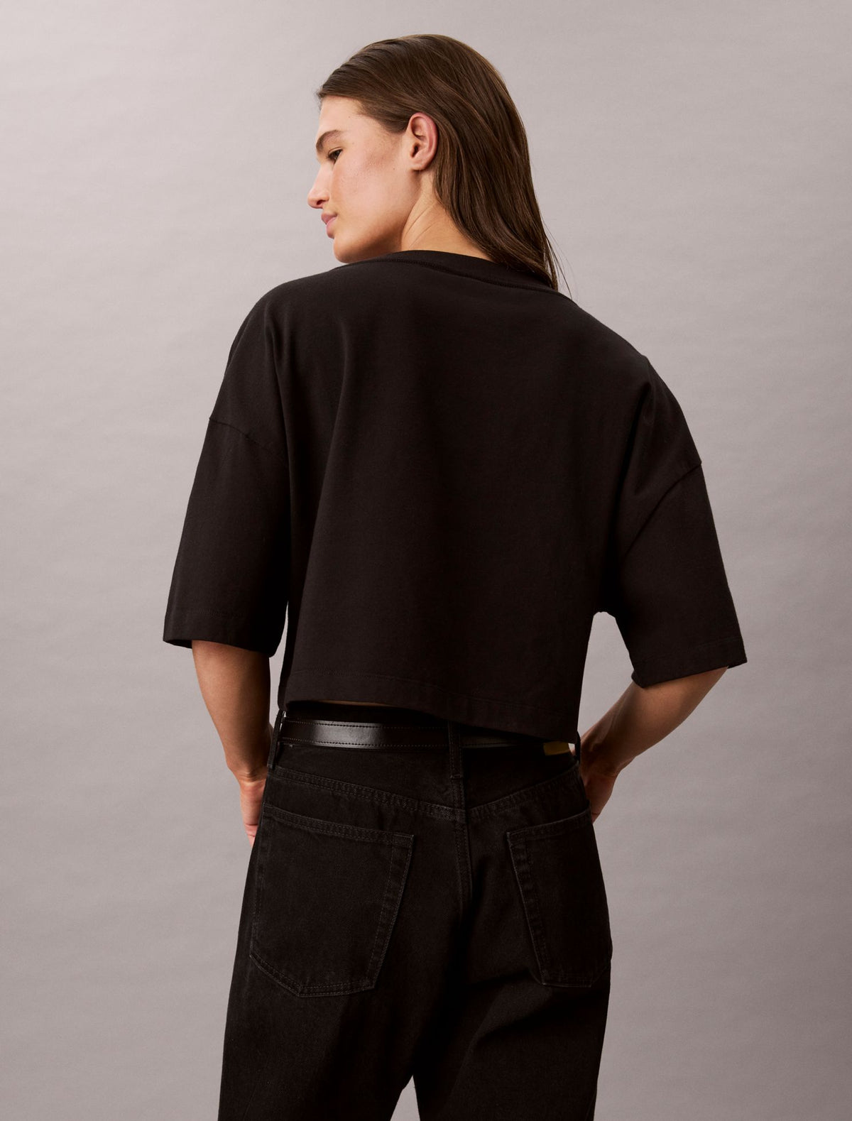 Calvin Klein Boxy Varsity Logo Cropped Tee