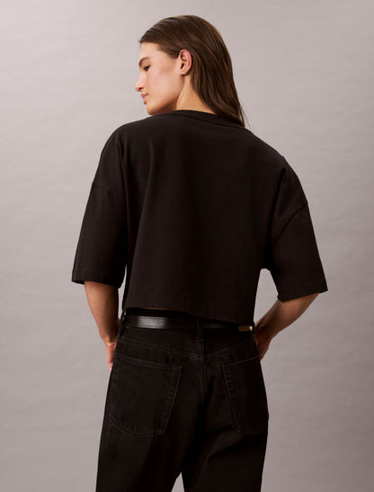 Calvin Klein Boxy Varsity Logo Cropped Tee