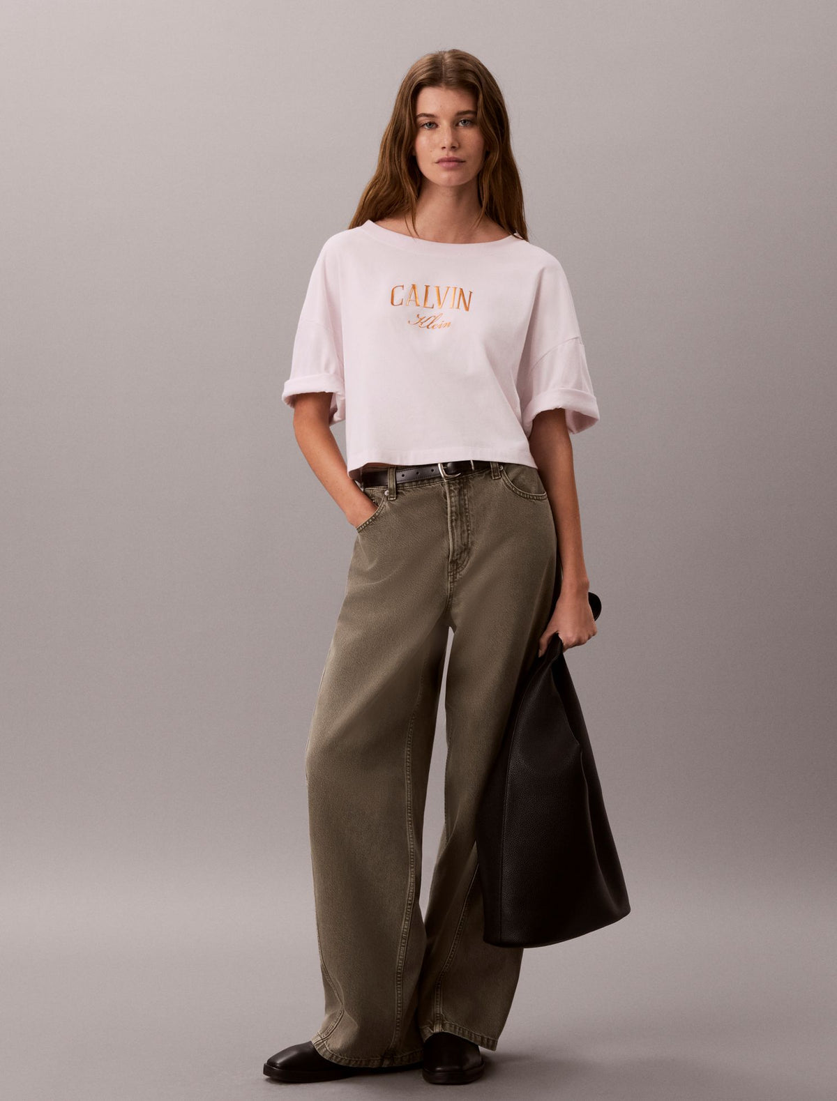 Calvin Klein Boxy Varsity Logo Cropped Tee
