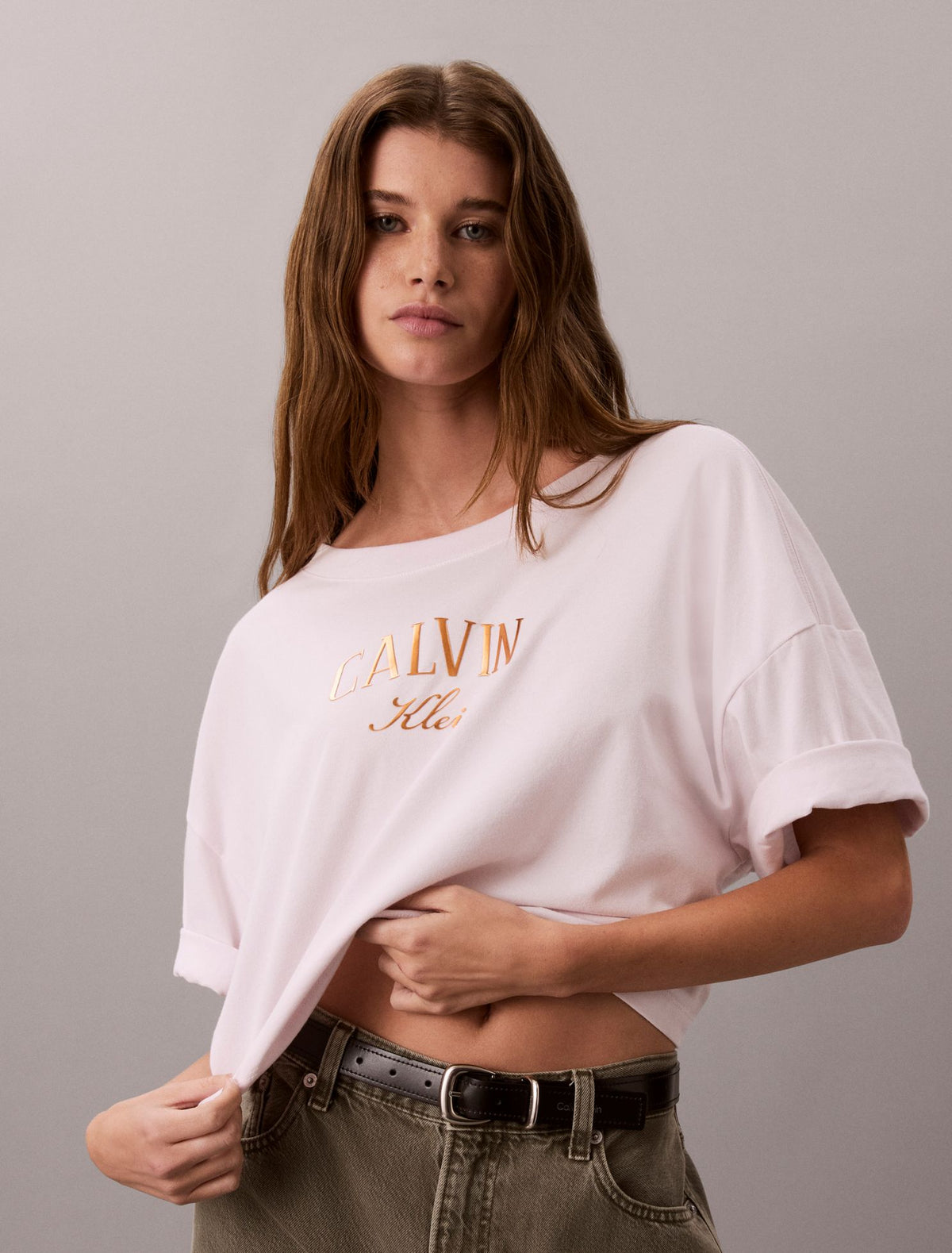 Calvin Klein Boxy Varsity Logo Cropped Tee