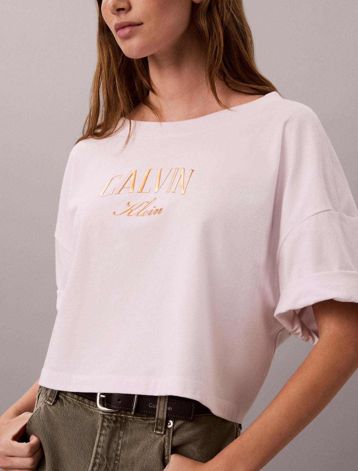 Calvin Klein Boxy Varsity Logo Cropped Tee