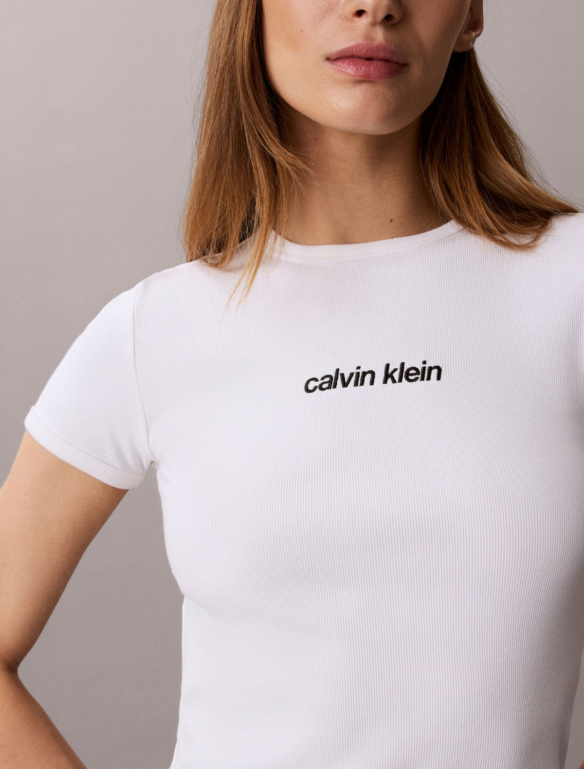 Calvin Klein Contour Rib Logo Cropped Tee