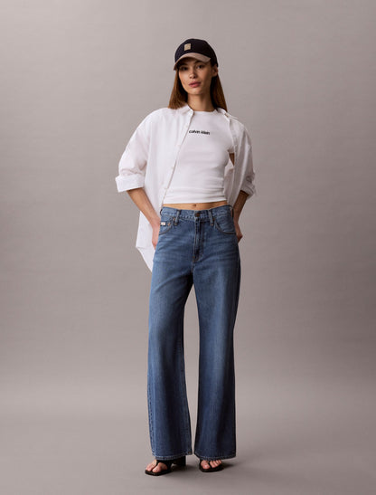 Calvin Klein Contour Rib Logo Cropped Tee