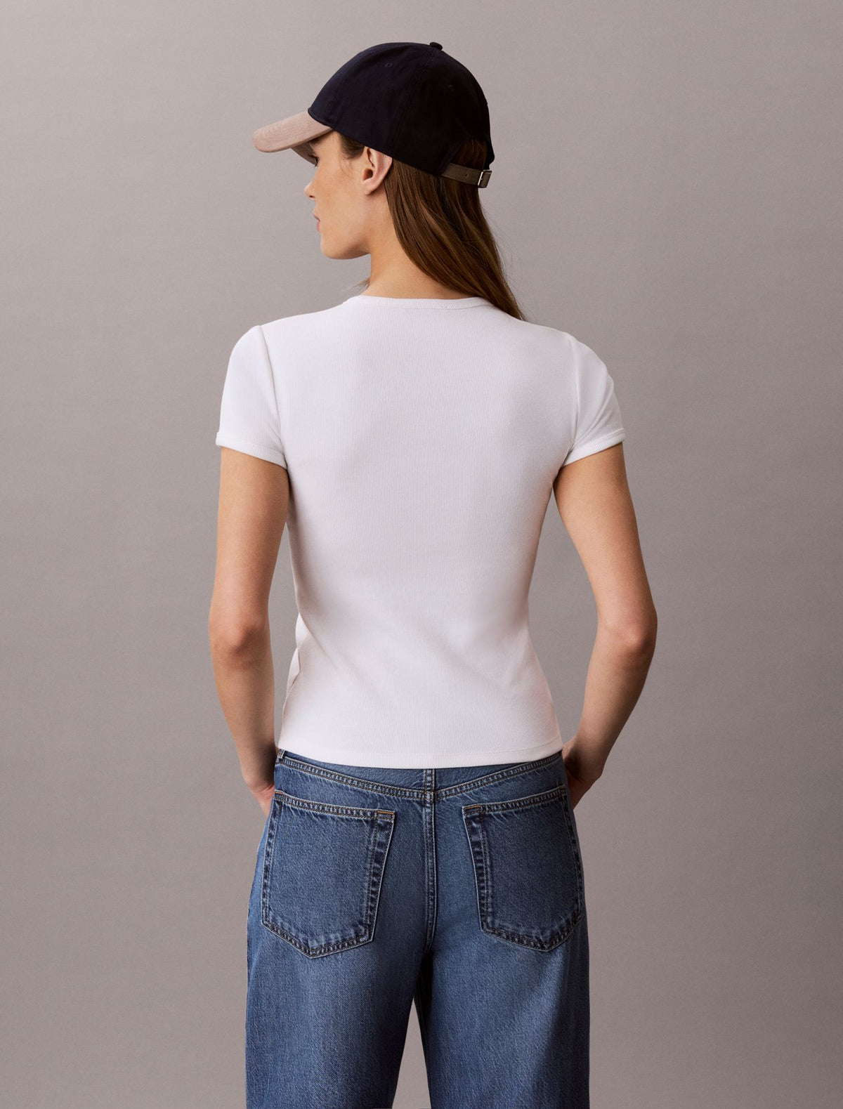 Calvin Klein Contour Rib Logo Cropped Tee