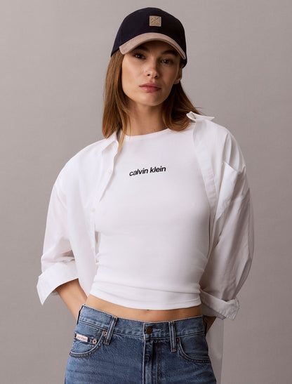 Calvin Klein Contour Rib Logo Cropped Tee