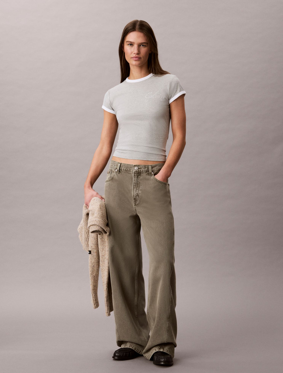 Calvin Klein Slim Varsity Logo Ringer Tee