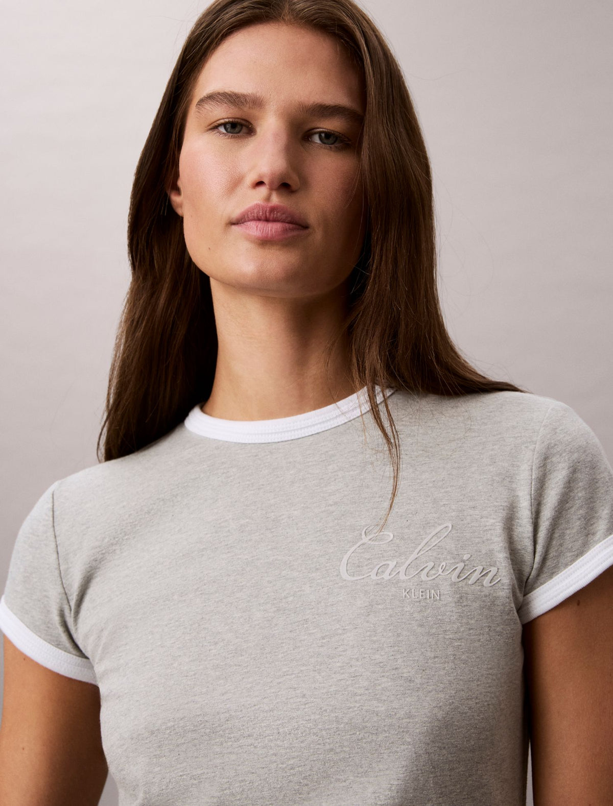 Calvin Klein Slim Varsity Logo Ringer Tee