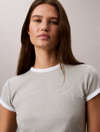 Calvin Klein Slim Varsity Logo Ringer Tee