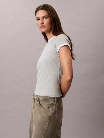 Calvin Klein Slim Varsity Logo Ringer Tee