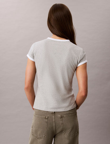 Calvin Klein Slim Varsity Logo Ringer Tee
